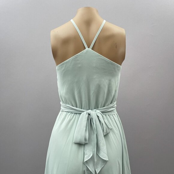 Joanna August Light Mint Green Halter Maxi Gown Dress Waist Tie Chiffon Size S - Picture 7 of 10